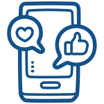 pictogramme d'un téléphone avec des symboles de réseaux sociaux